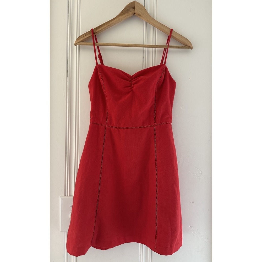 Lush Red Tie Back Mini Dress Small Sweetheart Spaghetti Strap Open Back